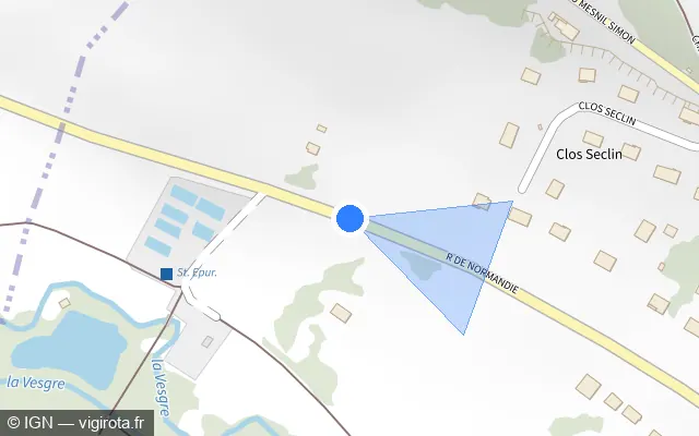 Vue plan de l'emplacement du radar tourelle à Saint-Ouen-Marchefroy