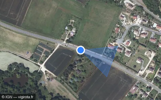 Vue satellite de l'emplacement du radar tourelle à Saint-Ouen-Marchefroy