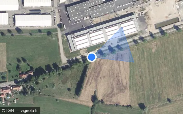 Vue satellite de l'emplacement du radar tourelle à La Vancelle
