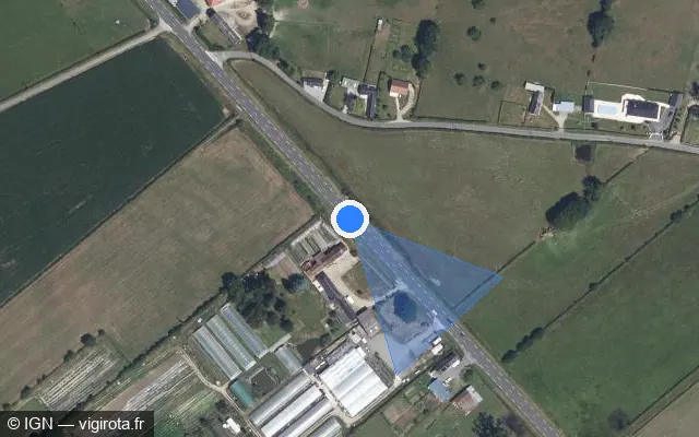 Vue satellite de l'emplacement du radar tourelle à Cuy-Saint-Fiacre