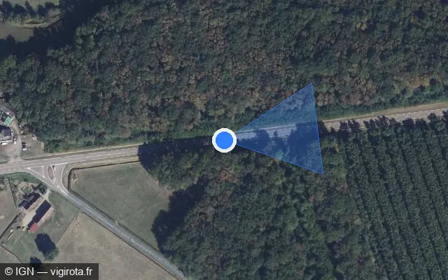 Vue satellite de l'emplacement du radar tourelle à Tamnay-en-Bazois