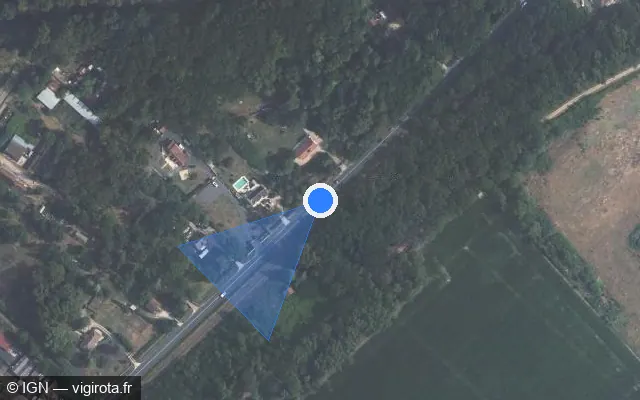Vue satellite de l'emplacement du radar tourelle à Pruniers-en-Sologne
