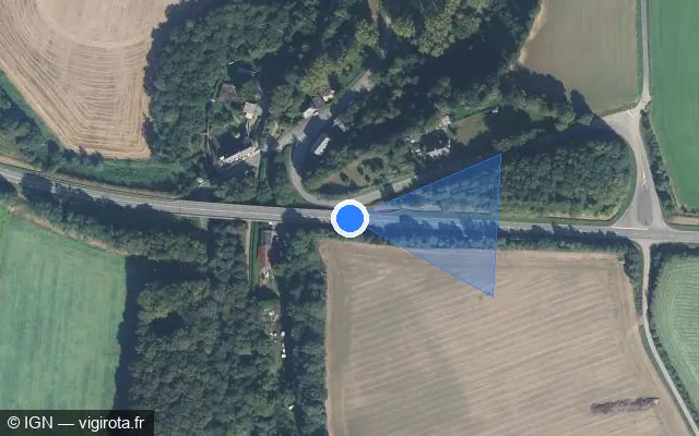 Vue satellite de l'emplacement du radar tourelle à Val-Couesnon
