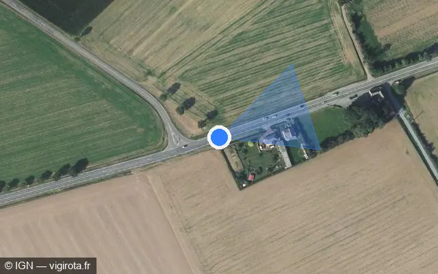 Vue satellite de l'emplacement du radar tourelle à La Thieuloye