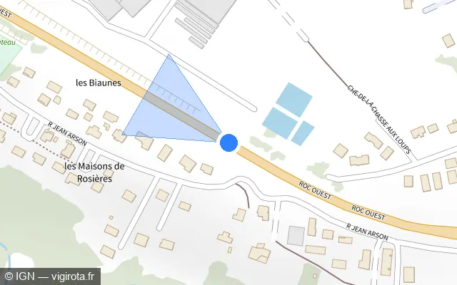 Vue plan de l'emplacement du radar tourelle à Rosières-près-Troyes