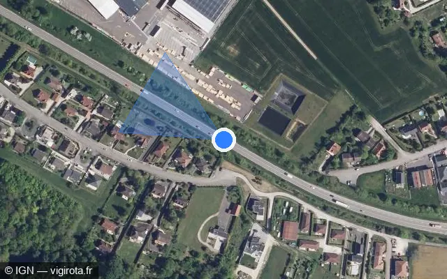 Vue satellite de l'emplacement du radar tourelle à Rosières-près-Troyes