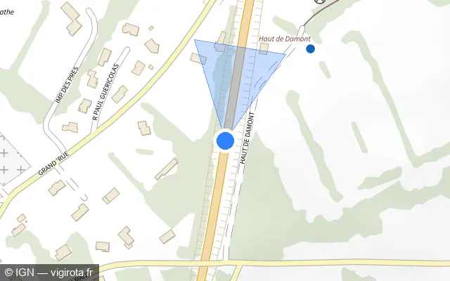Vue plan de l'emplacement du radar tourelle à Longchamp