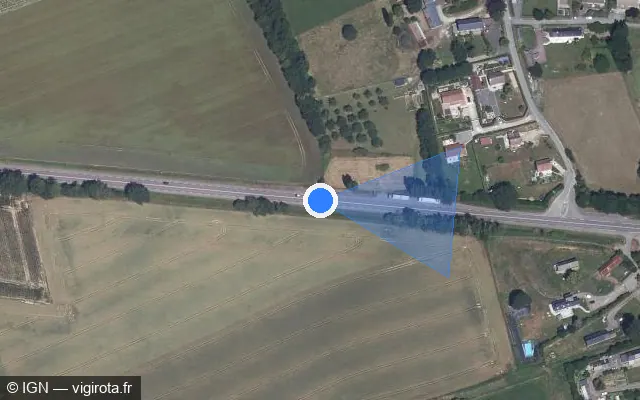 Vue satellite de l'emplacement du radar tourelle à Saint-Eustache-la-Forêt