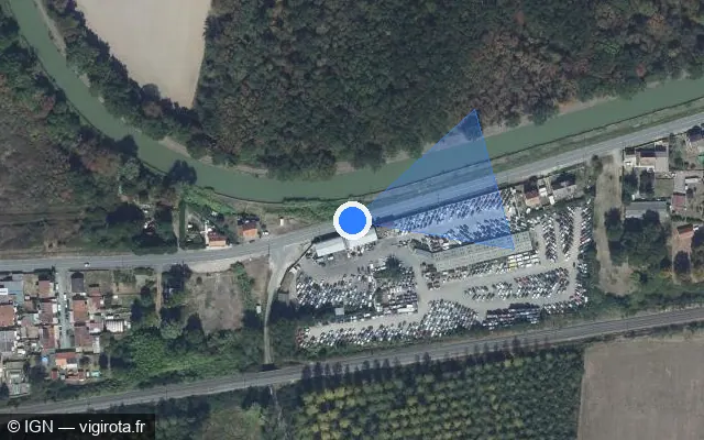 Vue satellite de l'emplacement du radar tourelle à Challuy