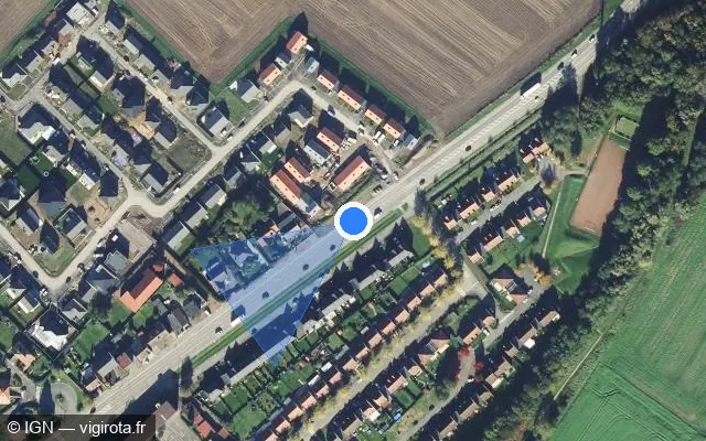 Vue satellite de l'emplacement du radar tourelle à Annay
