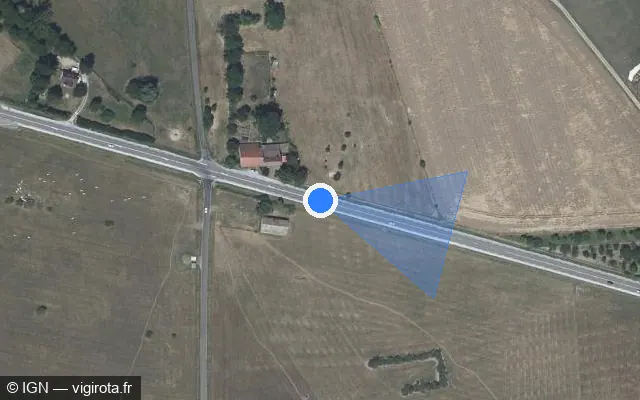 Vue satellite de l'emplacement du radar tourelle à Chaudenay