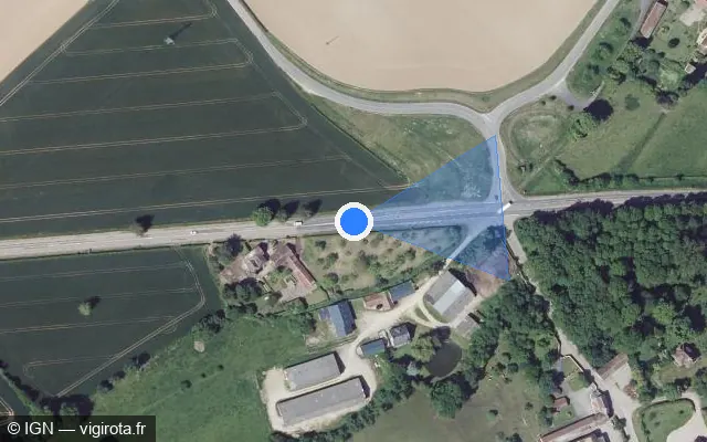 Vue satellite de l'emplacement du radar tourelle à Noron-l'Abbaye