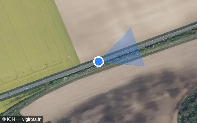 Vue satellite de l'emplacement du radar tourelle à Saint-Benoist-sur-Vanne