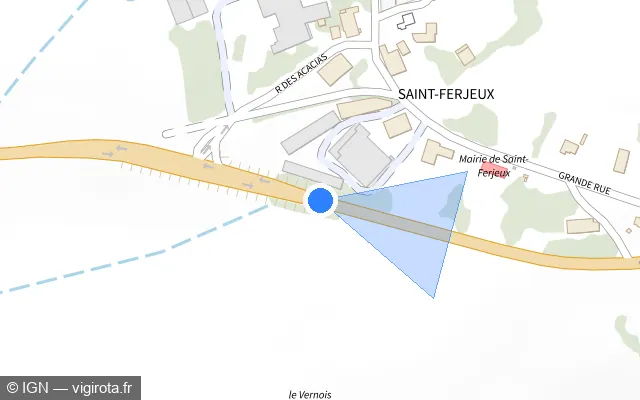 Vue plan de l'emplacement du radar tourelle à Saint-Ferjeux