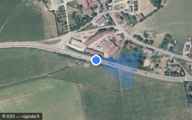Vue satellite de l'emplacement du radar tourelle à Saint-Ferjeux