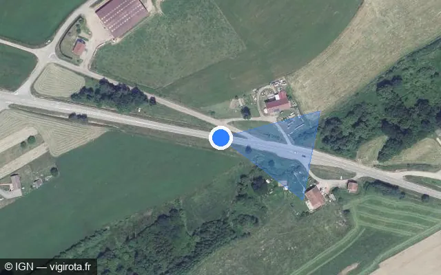 Vue satellite de l'emplacement du radar tourelle à La Baffe