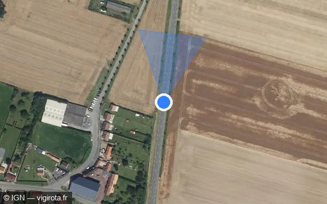 Vue satellite de l'emplacement du radar tourelle à Tilloloy