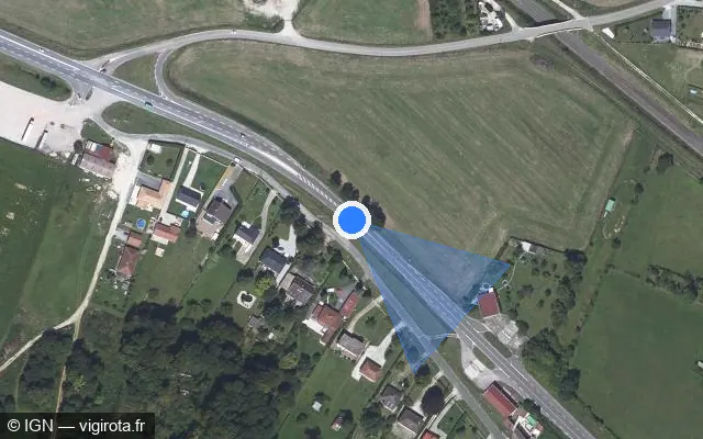 Vue satellite de l'emplacement du radar tourelle à Roches-sur-Marne