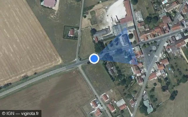 Vue satellite de l'emplacement du radar tourelle à Prez-sous-Lafauche