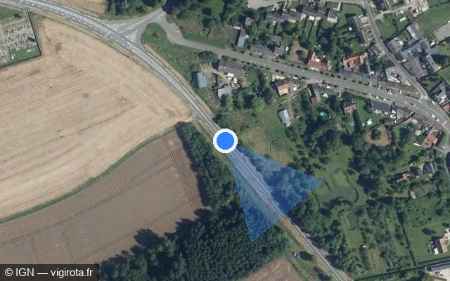 Vue satellite de l'emplacement du radar tourelle à Crépy