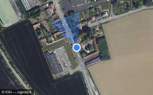Vue satellite de l'emplacement du radar tourelle à Aubencheul-au-Bac