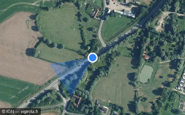 Vue satellite de l'emplacement du radar tourelle à Favières