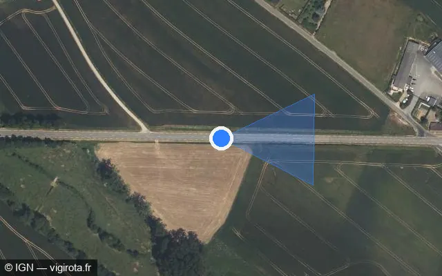 Vue satellite de l'emplacement du radar tourelle à Origny-le-Roux