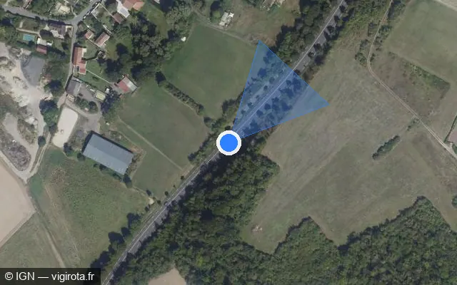 Vue satellite de l'emplacement du radar tourelle à Sagy