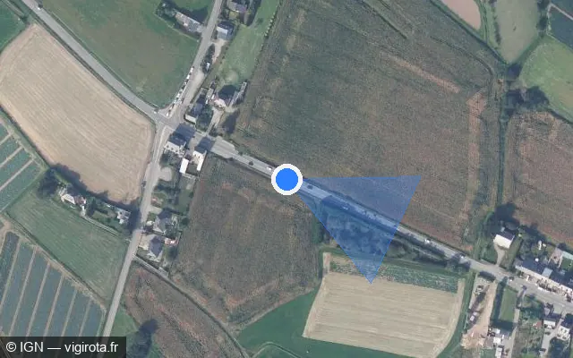 Vue satellite de l'emplacement du radar tourelle à Saint-Méloir-des-Ondes