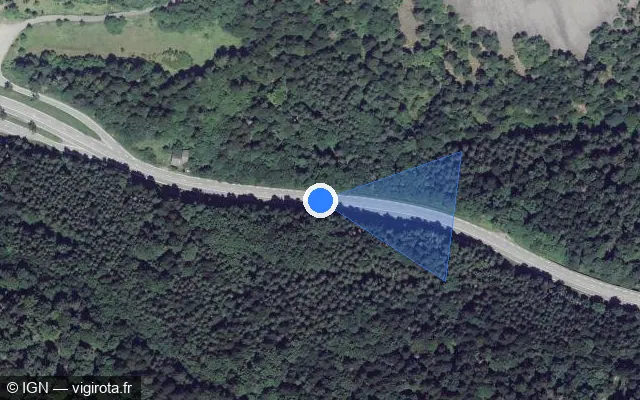 Vue satellite de l'emplacement du radar tourelle à Urbès