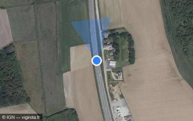 Vue satellite de l'emplacement du radar tourelle à Ploudaniel