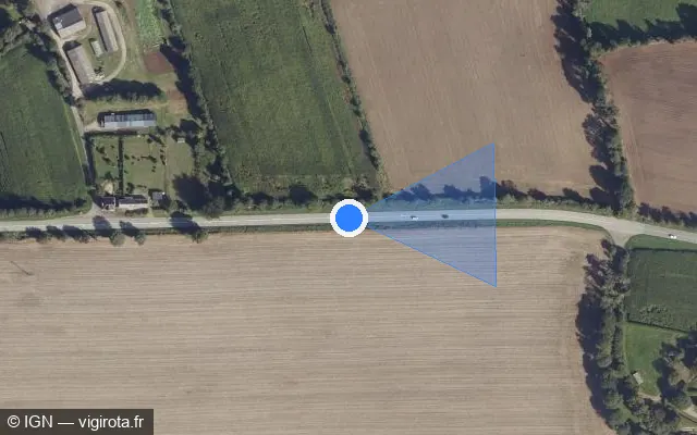 Vue satellite de l'emplacement du radar tourelle à Saint-Yvi