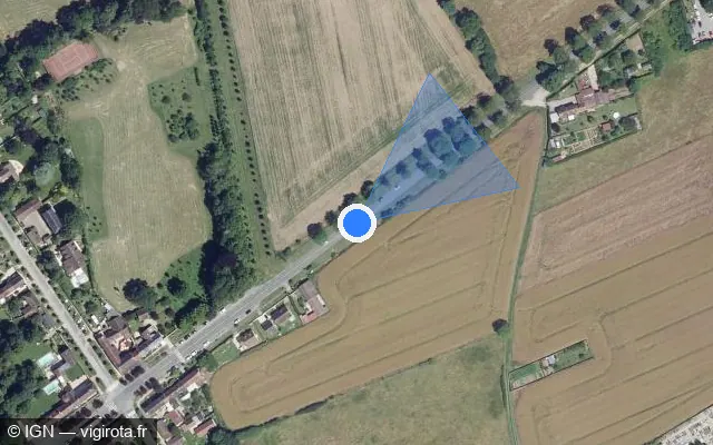 Vue satellite de l'emplacement du radar tourelle à Chamant