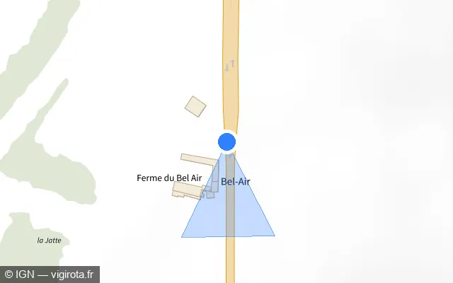 Vue plan de l'emplacement du radar tourelle à Airion