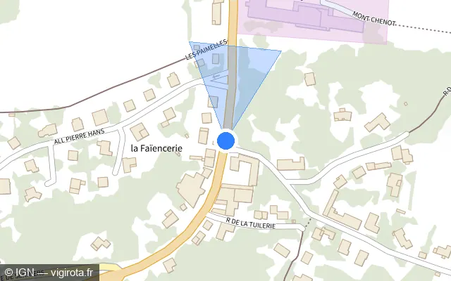 Vue plan de l'emplacement du radar tourelle à Villers-Allerand