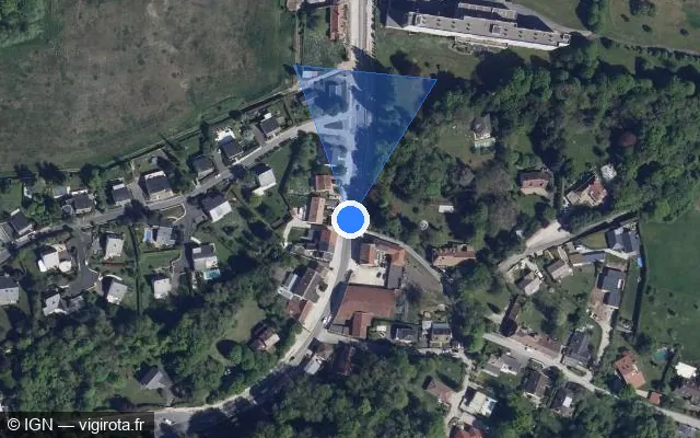 Vue satellite de l'emplacement du radar tourelle à Villers-Allerand