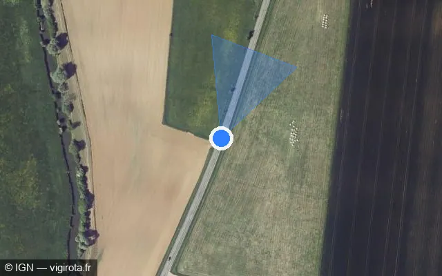 Vue satellite de l'emplacement du radar tourelle à Cheveuges