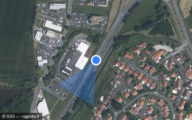 Vue satellite de l'emplacement du radar tourelle à Saint-Léger-sous-Cholet