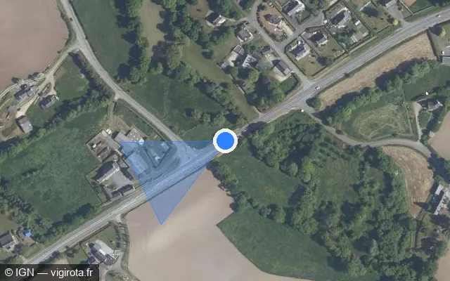 Vue satellite de l'emplacement du radar tourelle à Plaintel