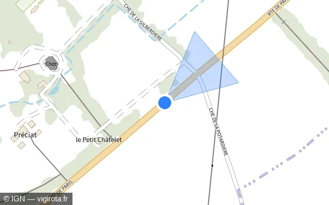 Vue plan de l'emplacement du radar tourelle à Rives-du-Loir-en-Anjou