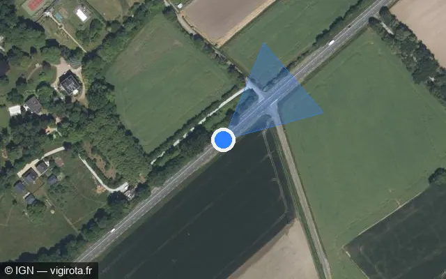 Vue satellite de l'emplacement du radar tourelle à Rives-du-Loir-en-Anjou