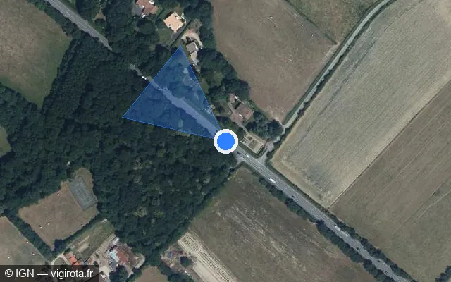 Vue satellite de l'emplacement du radar tourelle à Rives de l'Yon