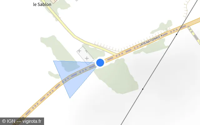 Vue plan de l'emplacement du radar tourelle à Ibigny