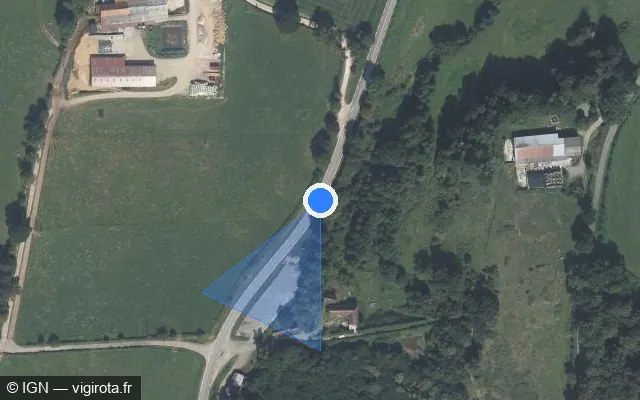 Vue satellite de l'emplacement du radar tourelle à Giel-Courteilles