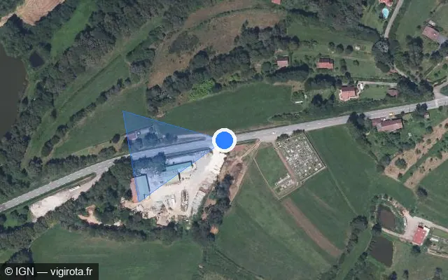 Vue satellite de l'emplacement du radar tourelle à Grosmagny