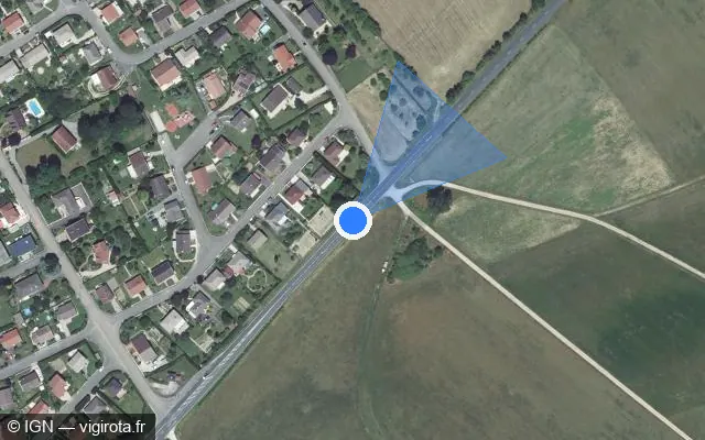 Vue satellite de l'emplacement du radar tourelle à Combles-en-Barrois