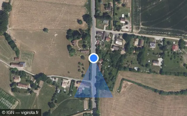 Vue satellite de l'emplacement du radar tourelle à Le Pin-la-Garenne