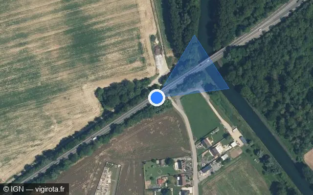 Vue satellite de l'emplacement du radar tourelle à Mennessis
