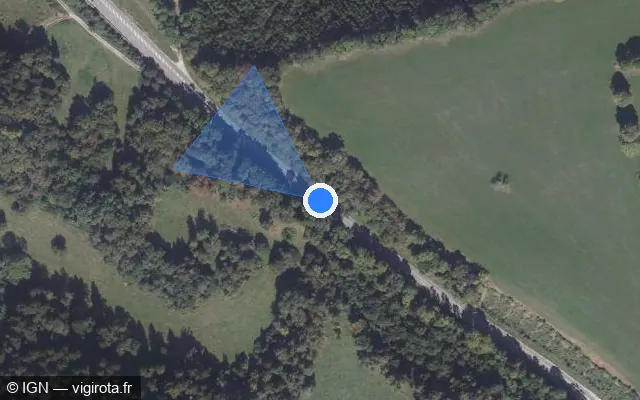 Vue satellite de l'emplacement du radar tourelle à Les Bréseux