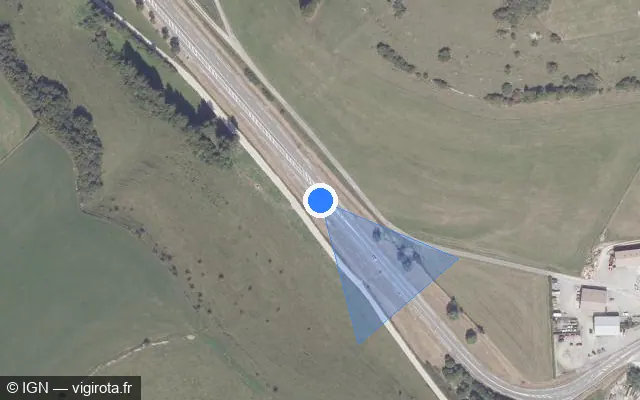 Vue satellite de l'emplacement du radar tourelle à Fuans